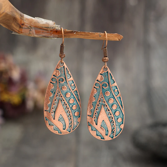 Boucles d'oreilles en bronze vintage à goutte suspendue