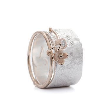 Bague vintage Rosa Silber Blume