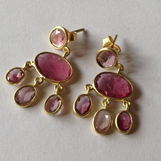 Boucles d'oreilles en grenat vintage pluvieux