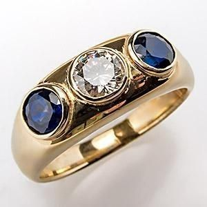 Bague vintage Blau en verre suédée intarsia Zirkonia or