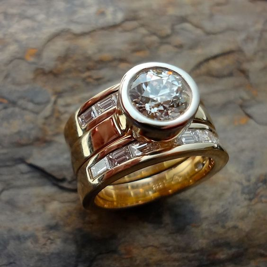 Bague vintage en verre stratifié