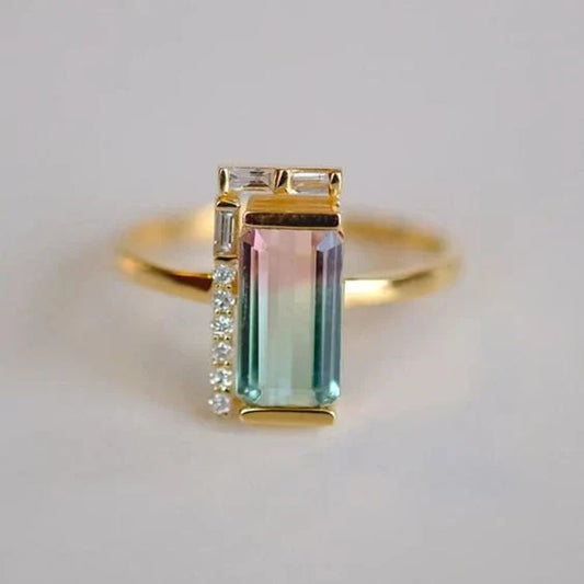 Bague en cristal multicolore vintage