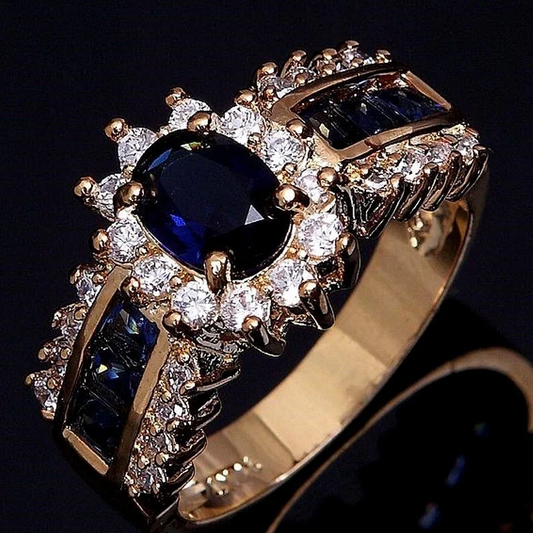 Bague bleue en or brillant vintage