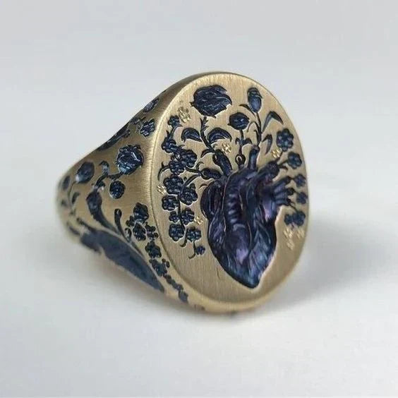 Bague en or Vintage Blaue Blume