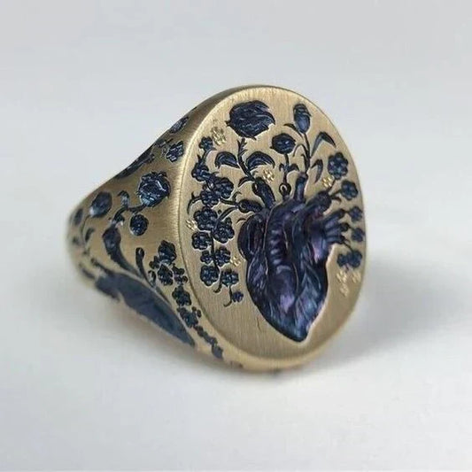 Bague en or Vintage Blaue Blume