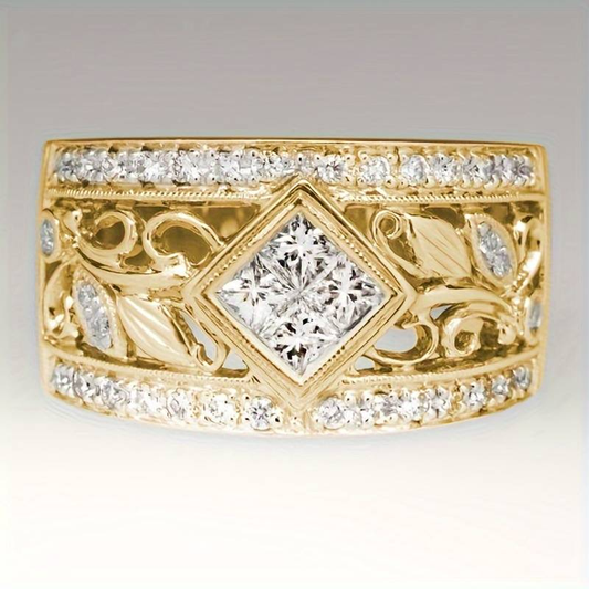 Bague vintage creuse brillante dorée