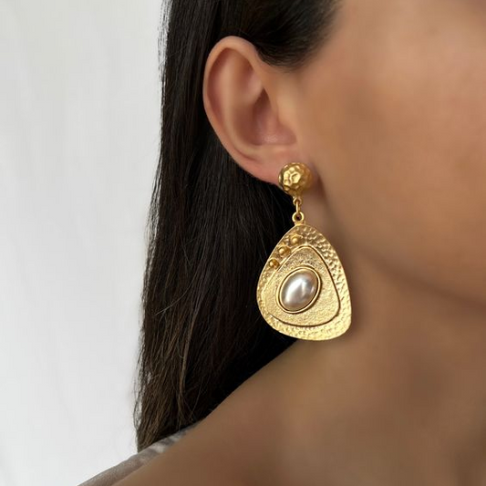 Boucles d'oreilles en perles vintage or