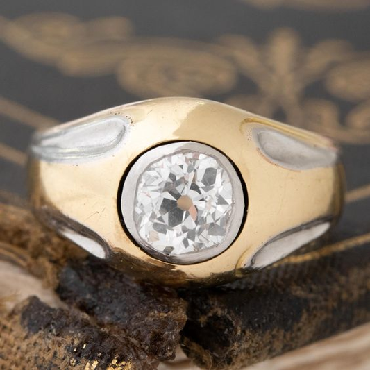 Bague en or vintage brillante à boule