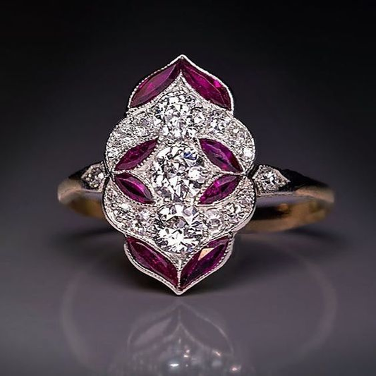 Bague vintage avec cristal violet