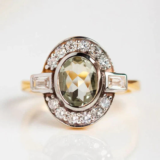 Bague en cristal vert vintage
