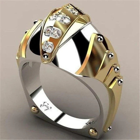 Bague vintage en or et argent brillant avec zircone