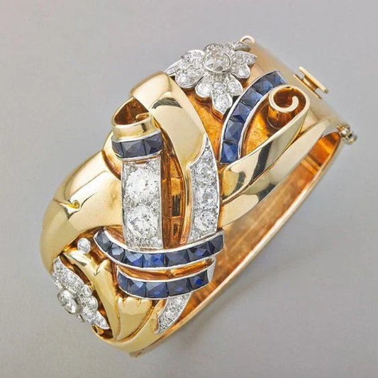 Bague vintage en or avec zirconia de couleur or