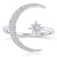 Bague en argent lune et étoile