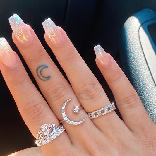Bague en argent lune et étoile