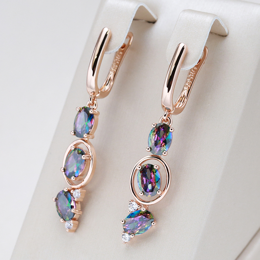 Boucles d'oreilles avec cristaux multicolores en or