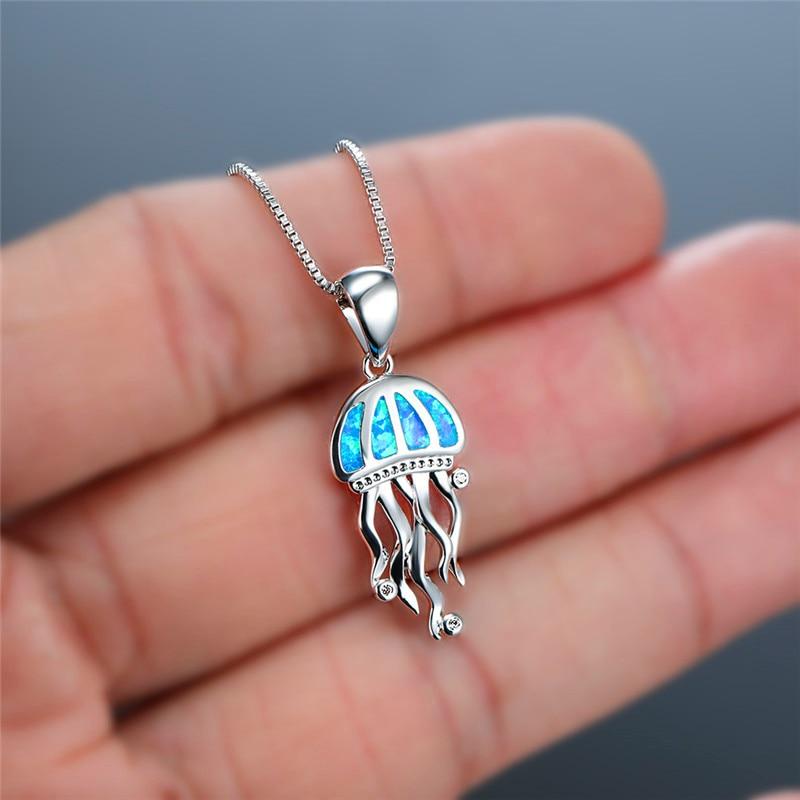 Collier Medusa en opale et argent avec zircone
