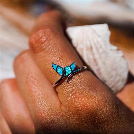 Bague queue de poisson en argent et opale